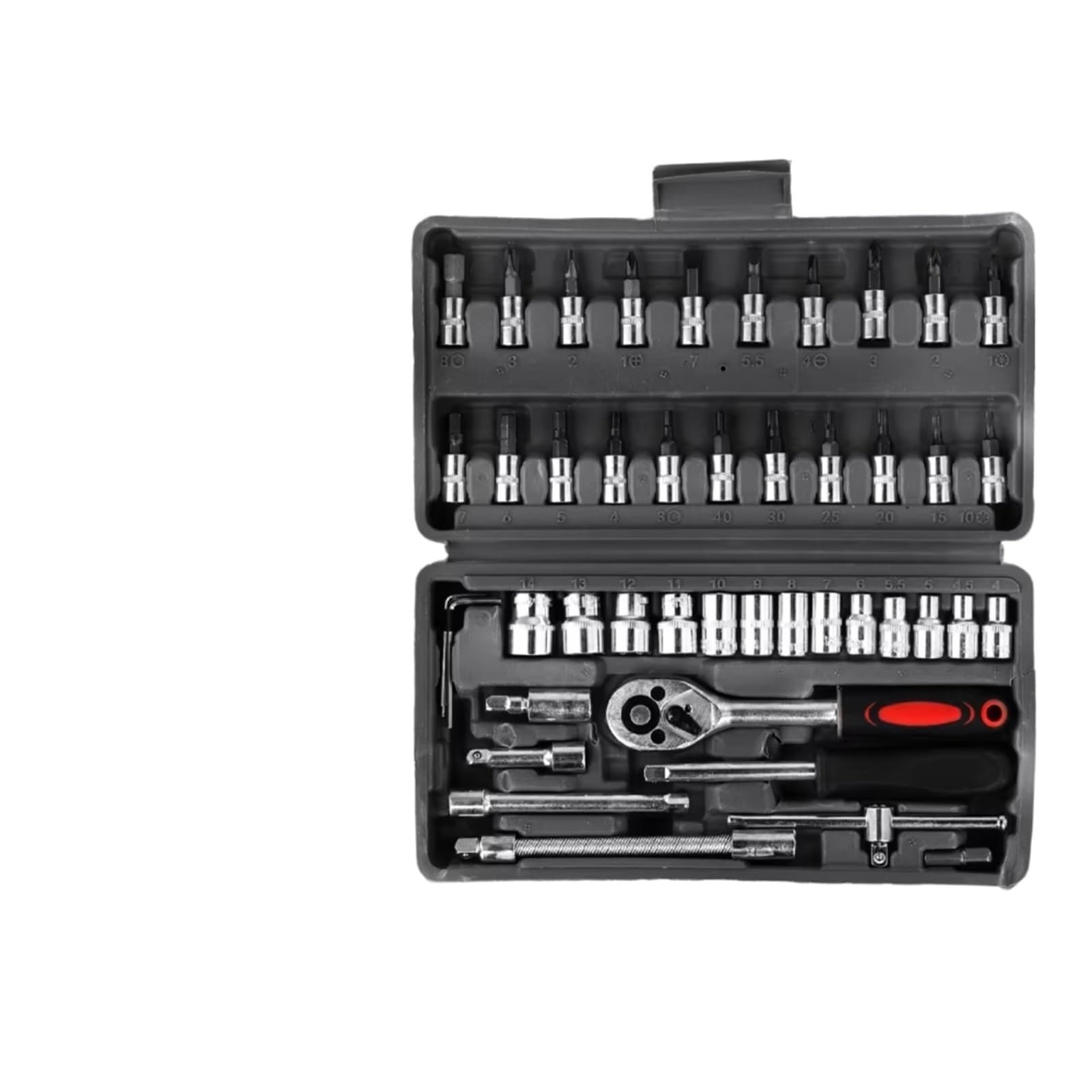 Llave Carraca Juego Herramientas Manuales Reparación Automotriz Caja Herramientas Mecánica Llave Vaso Destornillador De Trinquete 46 Uds.
