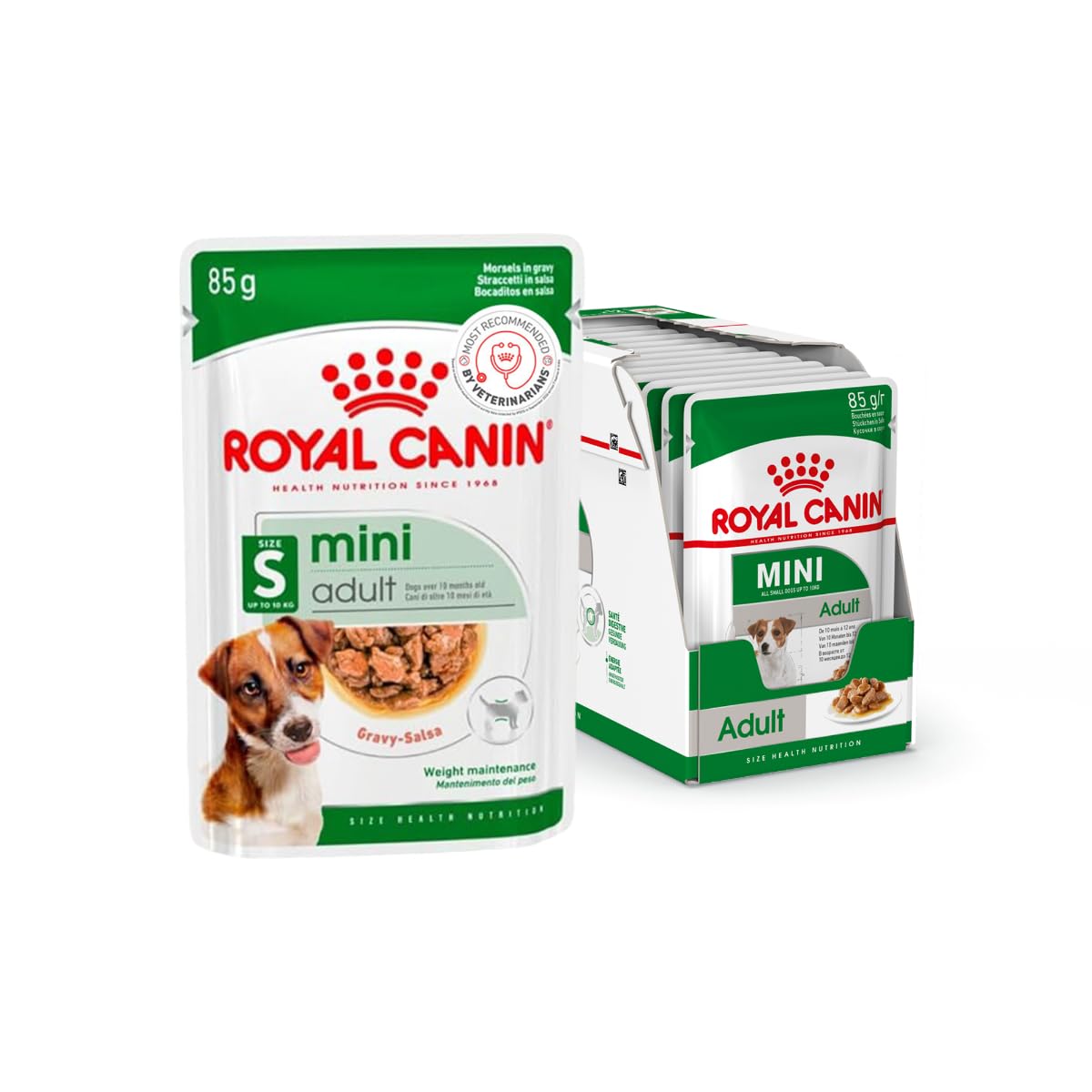 Mini Adult Dog Food, 85 Grams, Pack of 12 Sachet, Supports Weight Management, Strong Bone and Joint Health, Provides Optimal Health Support