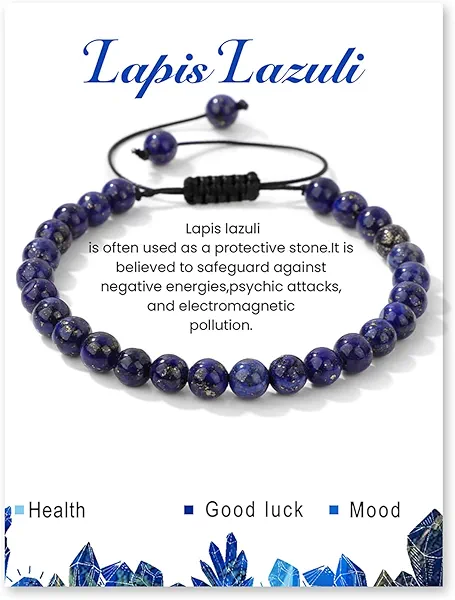 Crystal Bracelet for Women 6mm Natural Stone Bracelets Adjustable Handmade Beaded Bracelets Braided Gemstone Bracelet Healing Crystal Bracelet Crystal Jewelry for Women