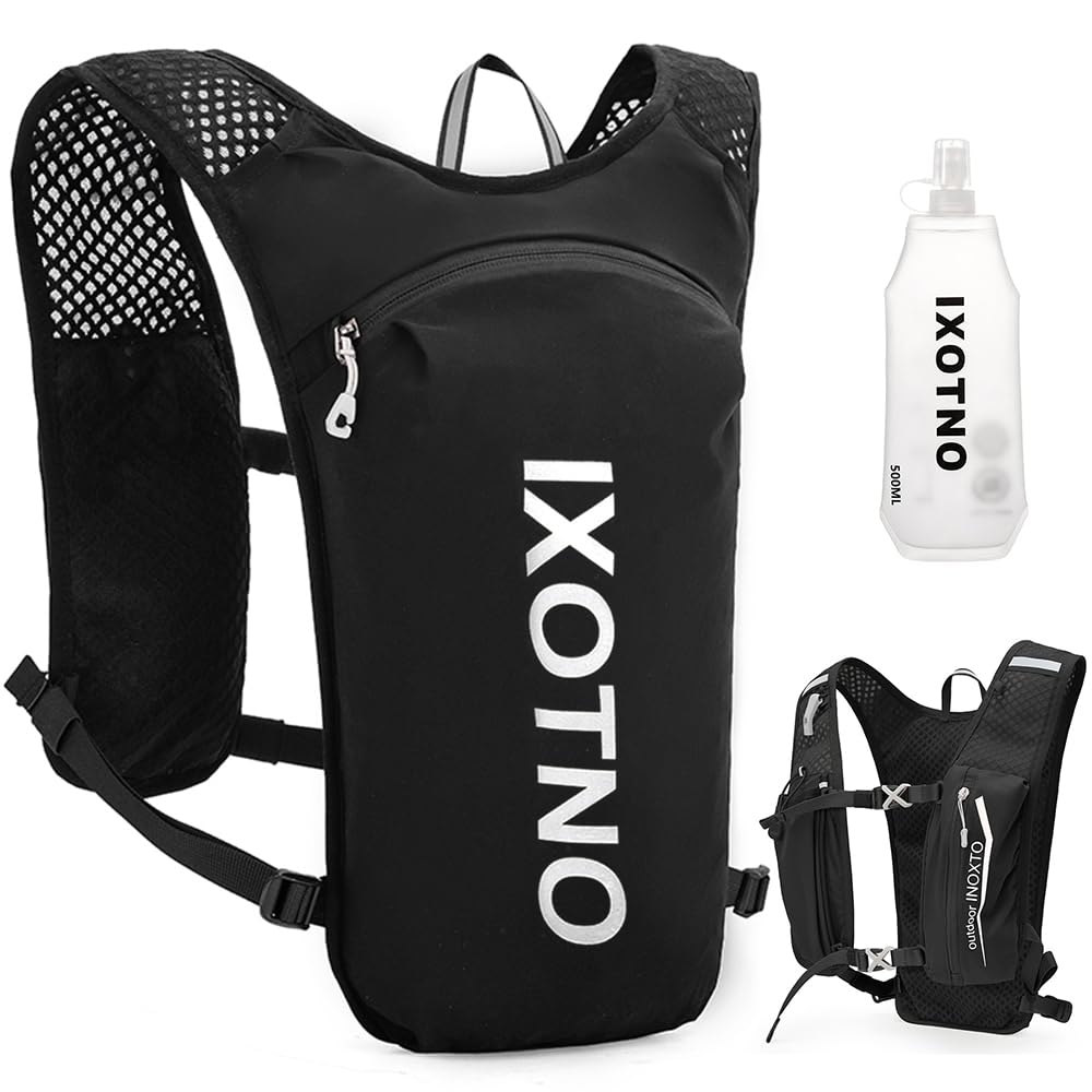 Trinkweste, Rucksack, 5 l, leicht, Laufweste, Rucksack, verstellbare Brustgurte, Trinkweste, mit Wasserblasentasche oder weicher Flasche