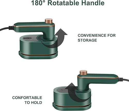 Miniatura 3 de Mini vaporizador de ropa vaporizador de hierro 2 en 1 giratorio 180 grados plancha de vapor de mano (verde)