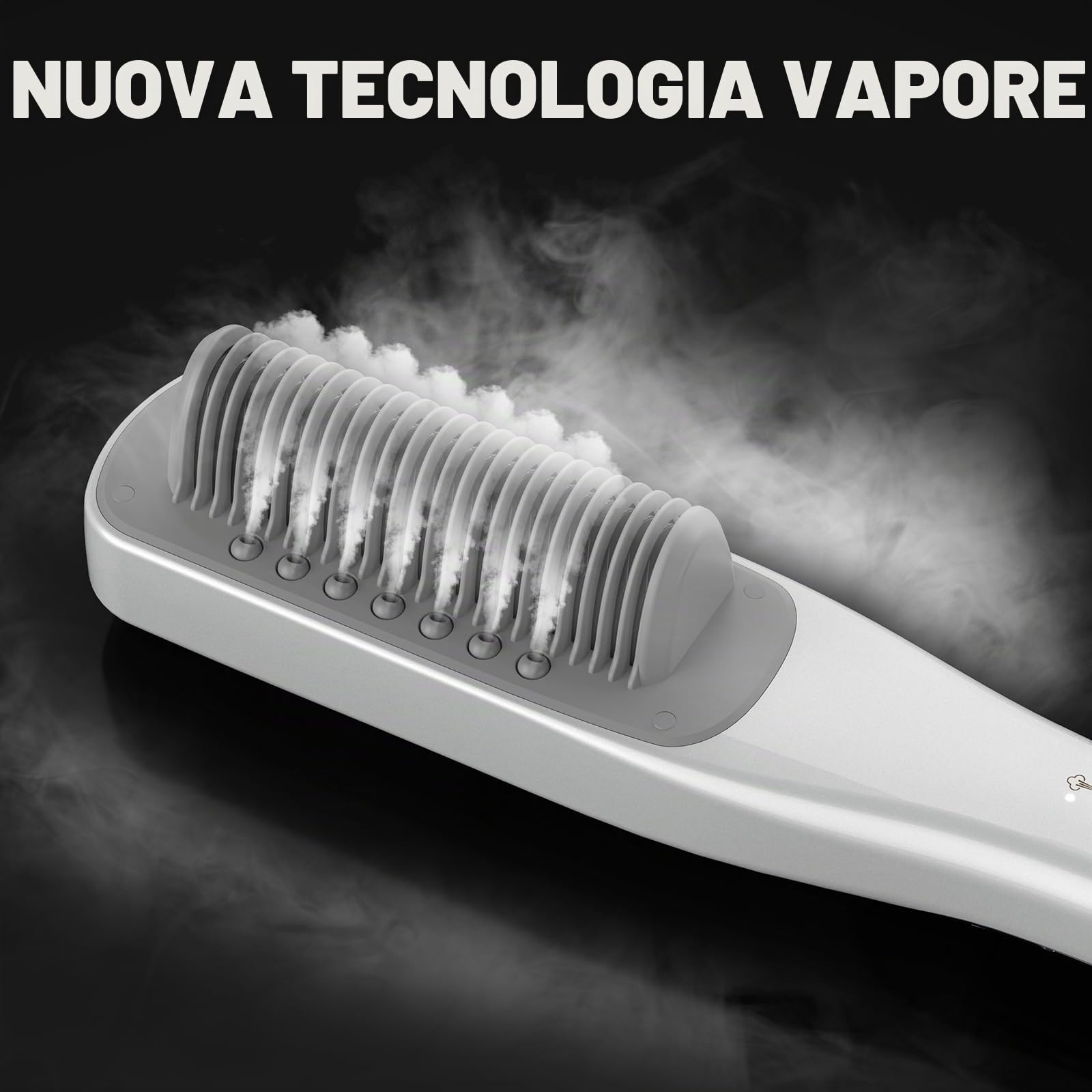 Piastra a Vapore Professionale, Spazzola Lisciante a Vapore per Capelli, 4 Temperature Regolabili, 160℃-210℃, Ferro da Stiro con Tecnologia a Vapore (Bianco, Spazzola a Vapore)