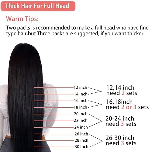 Miniatura 5 de Pobokix Extensiones de cabello humano real con pinzas, extensiones de cabello humano brasileño lacio con clip, sin costuras, para mujeres negras, 18