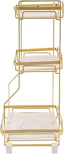 Miniatura 8 de Organizador de mostrador de baño de 3 niveles, organizador de perfume dorado de acero inoxidable, organizador de maquillaje, estante de