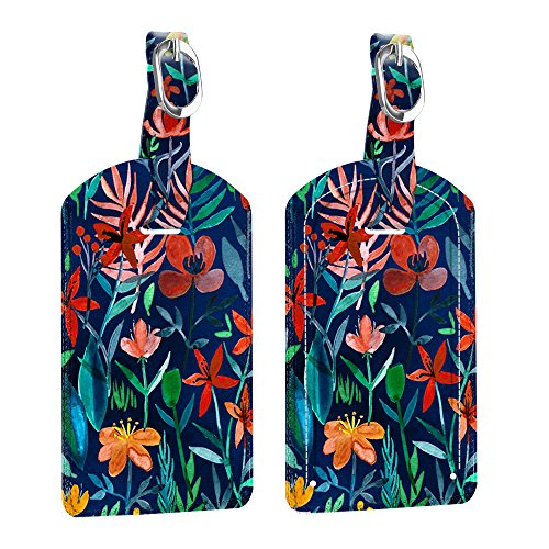 2 Pack Luggage Tags, Fintie PU Leather Name ID Labels with Privacy Cover