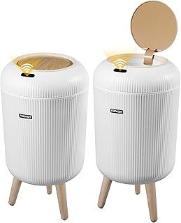 2 Pack Automatic Motion Sensor Trash Cans, 3 Gallon / 11L Touchless Trash Bins with Removable Legs, Slim Waterproof Design for Bathroom, Kitchen, Bedroom, and Office - White