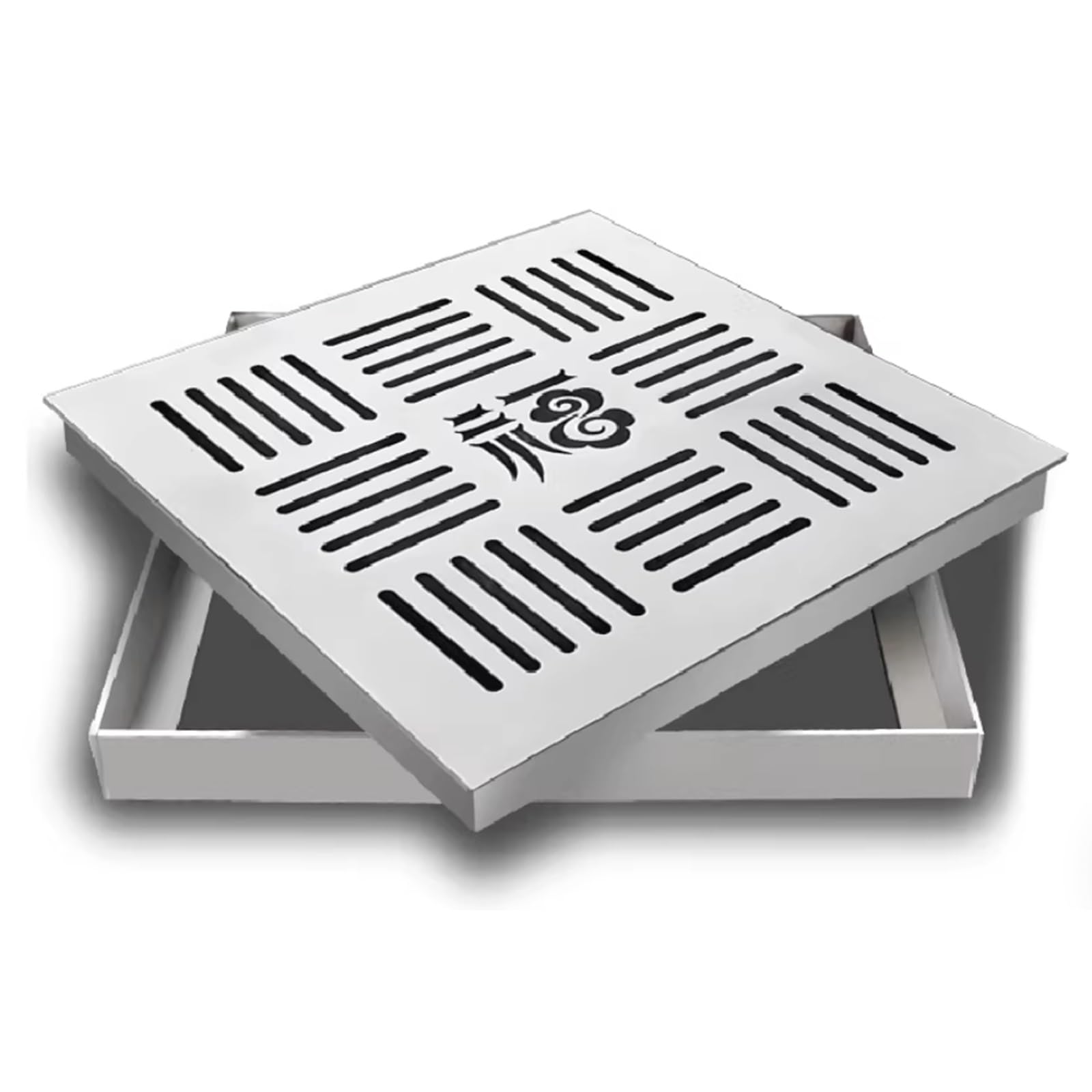 FCXWEVR Outdoor rain Grates304 Stainless Steel Manhole Cover with e Double Drain HolesDesign for Sewer Septic Tank & Yard Draina (16"x16"x1.2")
