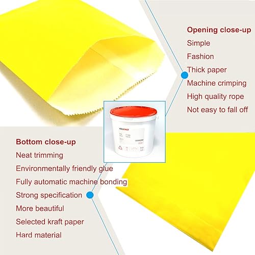 Miniatura 3 de AZOWA Bolsas de papel pequeñas de 100 quilates, color amarillo, 5 x 7 pulgadas, bolsas de bufé de dulces para fiesta