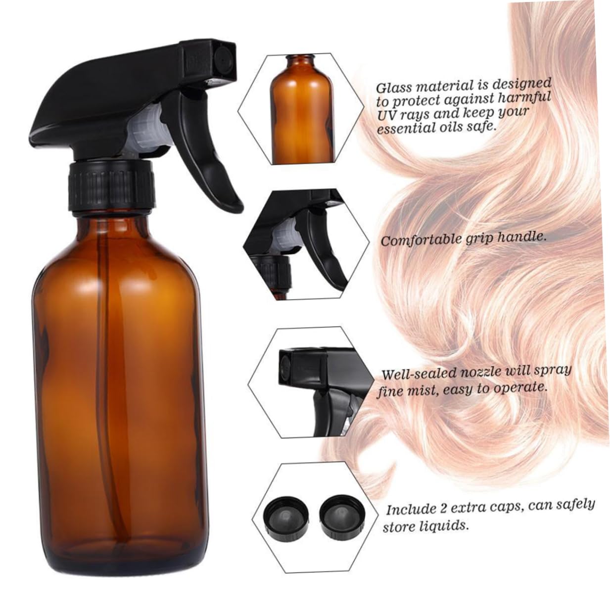2 Stück Sprühflasche Braun 500ml aus Glas und Kunststoff