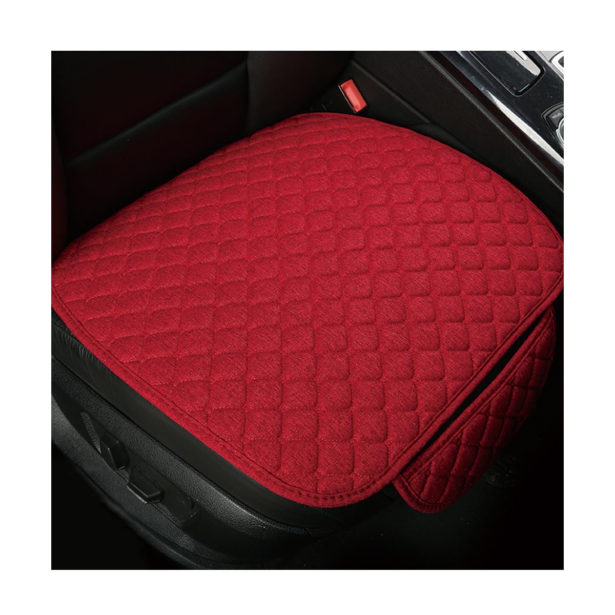Car Front Seat Cover, Comfortable Breathable Automotive Seat Bottom Cushion, Soft Anti-Slip Vehicle Front Seats Protector, Car Interior Accessories, Universal for RV, SUV, Truck (Red)