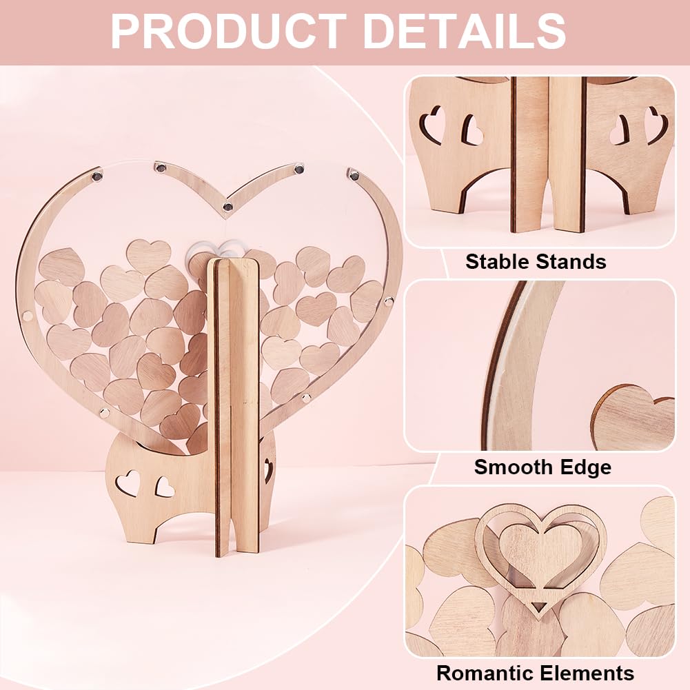 GORGECRAFT Hochzeitsgästebuch Alternative In Herzform Rustikales Holz Hochzeitsempfang Mit 93 Stück Holzherzen Dropbox Gästebuch Schild Rahmen Dekorationsset Für Party Hochzeit Abschlussfeier Empfang