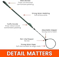 Vista 5 de Howgo Correa antideslizante para perro, correa de entrenamiento, correa y collar antideslizantes sin tirones, nailon resistente y duradero, mango