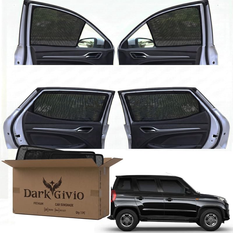 Image of Car Window Sun Shade Protector for Bolero Plus BS 6 (FR) | Exact Fit Non-Magnetic Half Cut Sunshade (Set of 4 /6) | UV Blocker Side Window Car Curtains & Interior Accessory