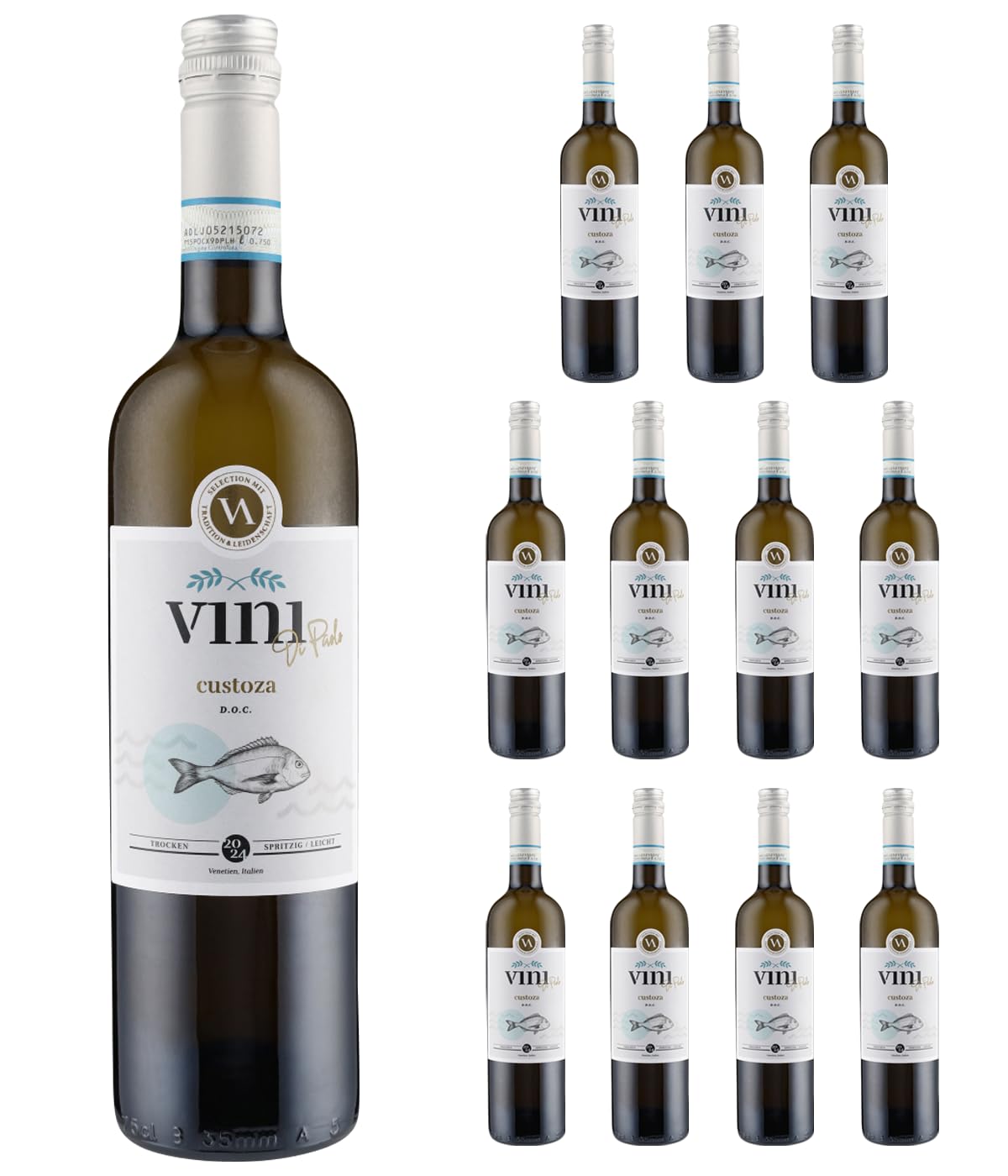 Custoza DOC 2024 Weißwein – Vini di Paolo (12 x 0,75 l) | Italienischer Qualitätswein aus Venetien | Cuvée aus Garganega, Trebbiano & Cortese | Frisch, fruchtig & floral | Ideal zu Fisch & Antipasti