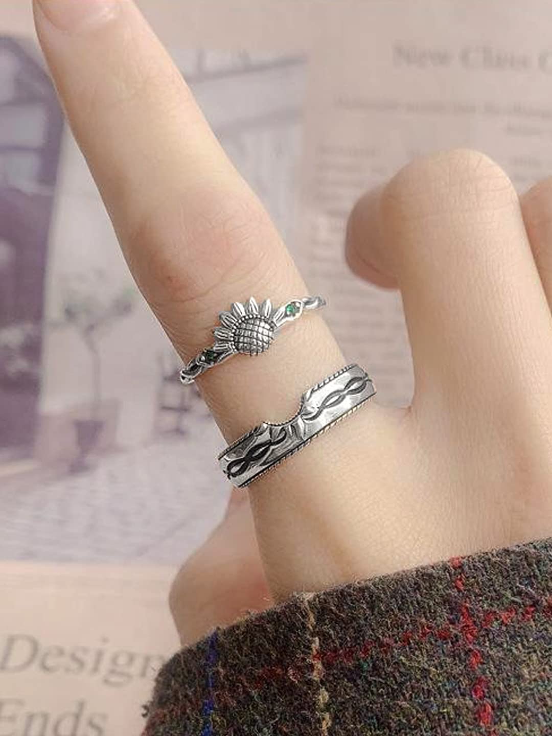 925 Sterling Silver Adjustable Rings, Pure Gift for Women