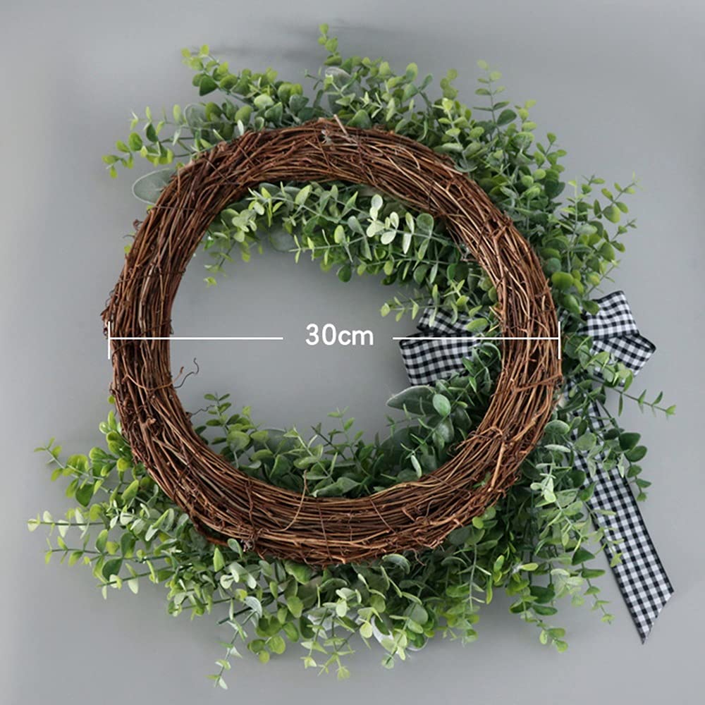 Hollyone Ghirlanda natalizia da 60 cm, decorazione natalizia, ghirlanda di porte con pigne bianche, ghirlanda di eucalipto artificiale per esterni, camini, finestre, decorazione per le vacanze