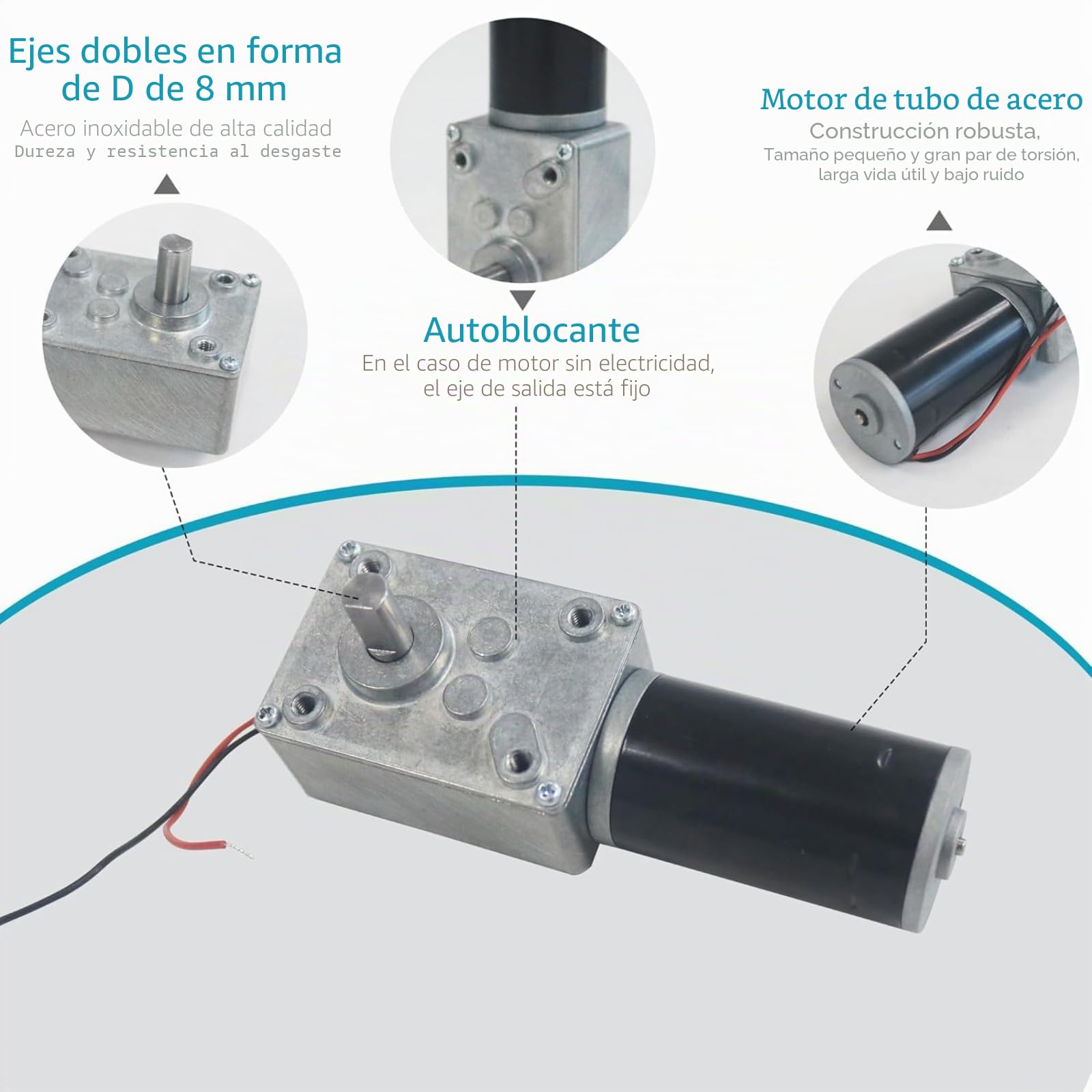 Motor de tornillo sin fin reversible, DC 12V 200RPM 5840-31ZY Motor reductor con engranaje helicoidal turbo de imán permanente para Juguetes Eléctricos RC