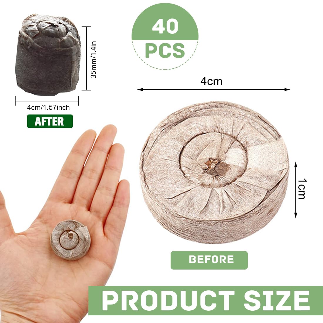 IME Compressed Coconut Soil Pellets Seed Starter Pellets Coir Plugs Pack of 40 Natural Coco Coir Seed Compost Pellets for Seedlings Seed Propagation Germination - Image 2