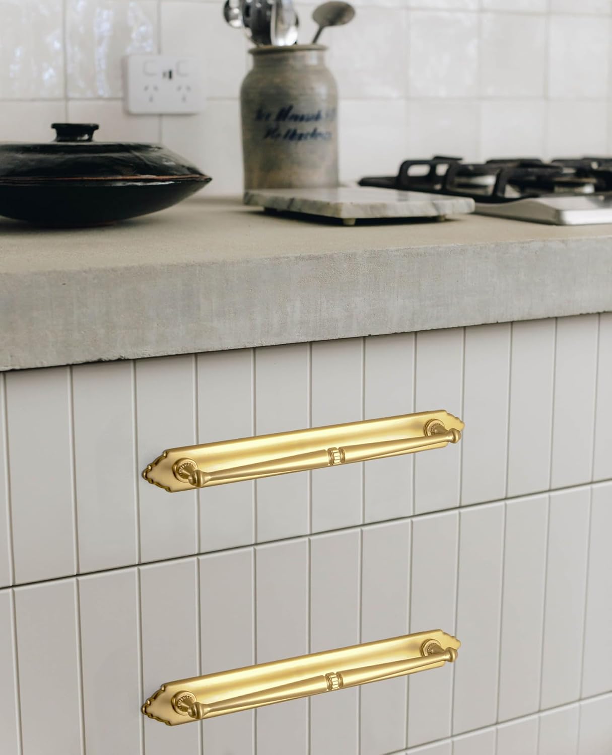 Goo-Ki 5.04" c-c Champagne Bronze Cabinet Pulls with Back/Base Plate Zinc Alloy Kitchen Hardware - 2 Pack Modern Bar Drawer Pulls Cabinet Handles with Spacer