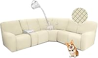 Vista 56 de ALIECOM Fundas impermeables para sofá seccional reclinable para sofá seccional reclinable elástico en forma de L, fundas de esquina lavables