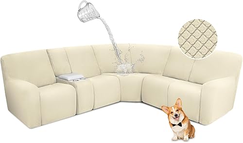 Miniatura 56 de ALIECOM Fundas impermeables para sofá seccional reclinable para sofá seccional reclinable elástico en forma de L, fundas de esquina lavables de