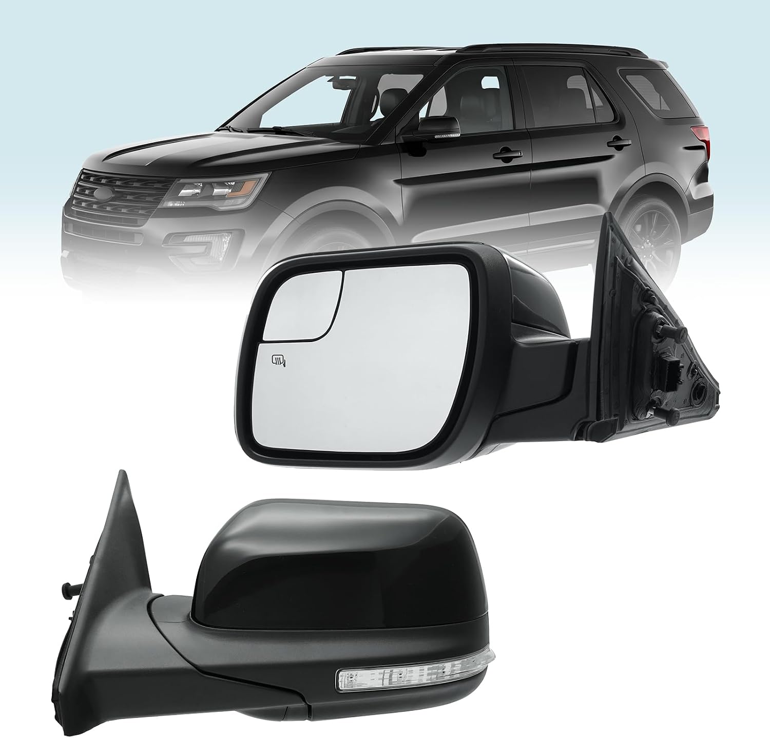 xingsichuang Left Driver Side Mirror Assembly for 2011–2019 Ford Explorer (7‑Pin Glossy Black)