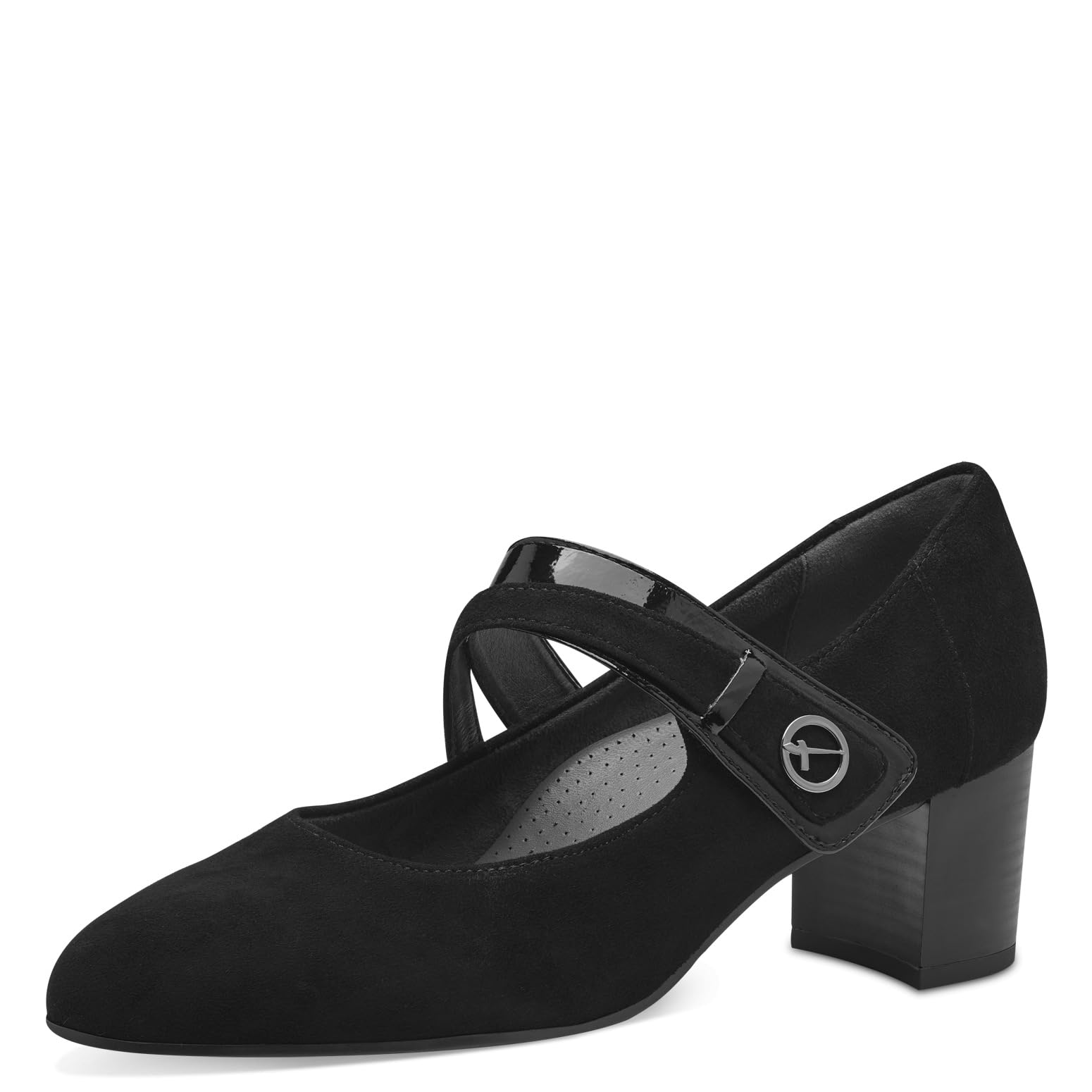 Tamaris Comfort Women’s Pumps with Strap Mary Jane Leather, Black, 5 UK