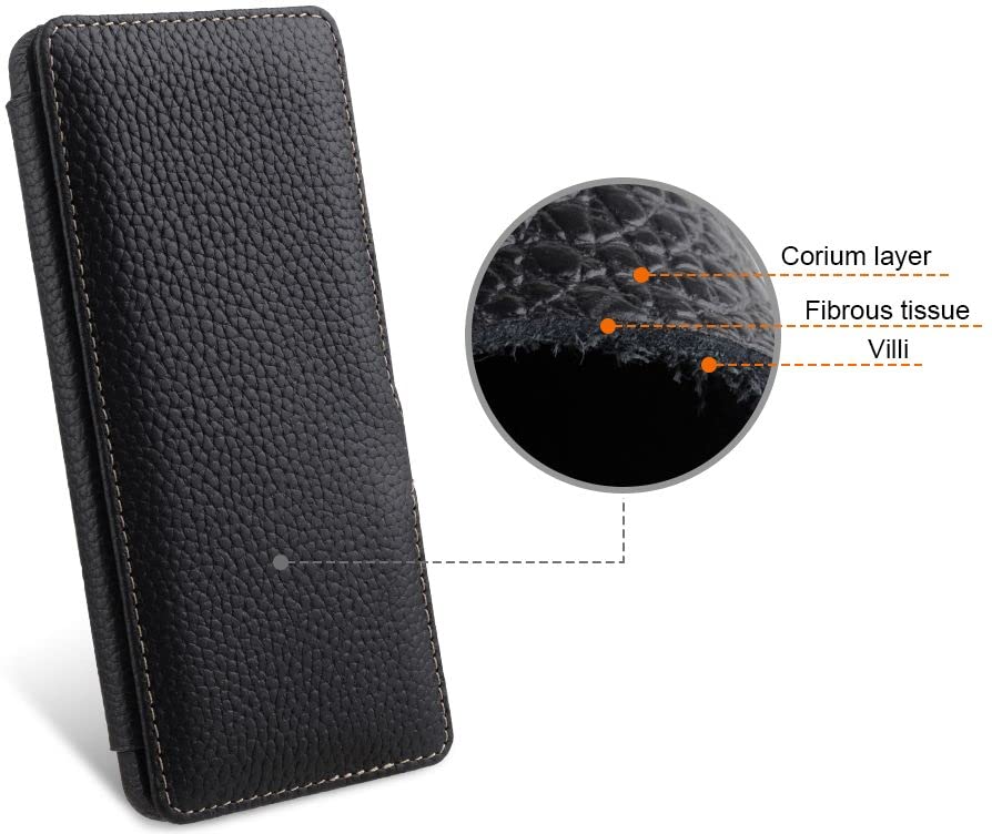 STILGUT Book Case Compatible with Google Pixel 7 Leather Case with Clip Closure, Leather Case, Flip Case, Mobile Phone Case - Black - Image 3
