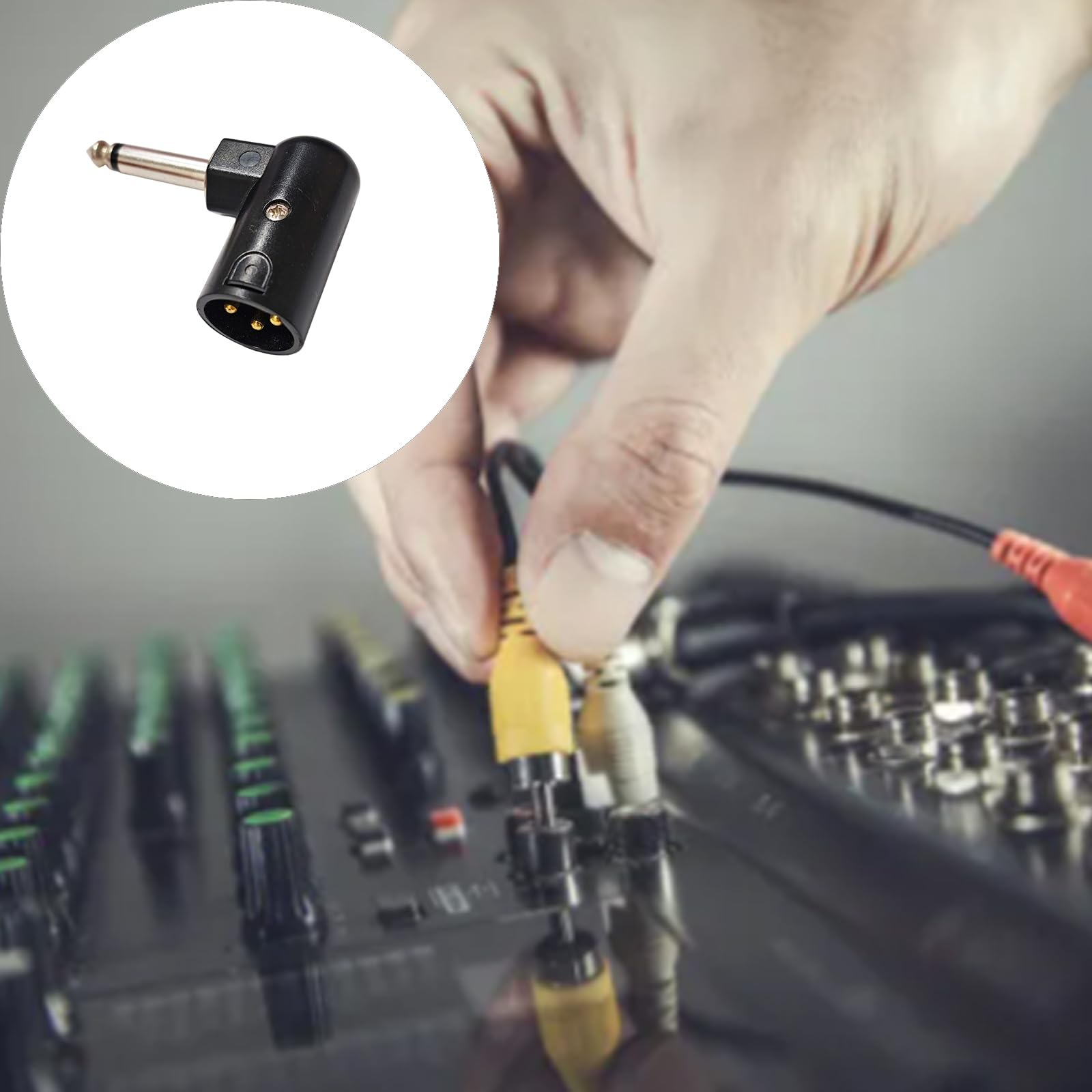 Adattatore ad angolo retto da 6,35 mm a XLR maschio/femmina per chitarre, tastiere e mixer