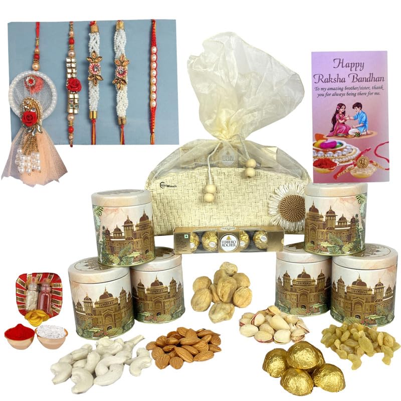 Image of NUTRI MIRACLE Rakhi Healthy Gift Hamper with Mixed Nuts and Chocolates | Corporate Thank You Gift for Clients
