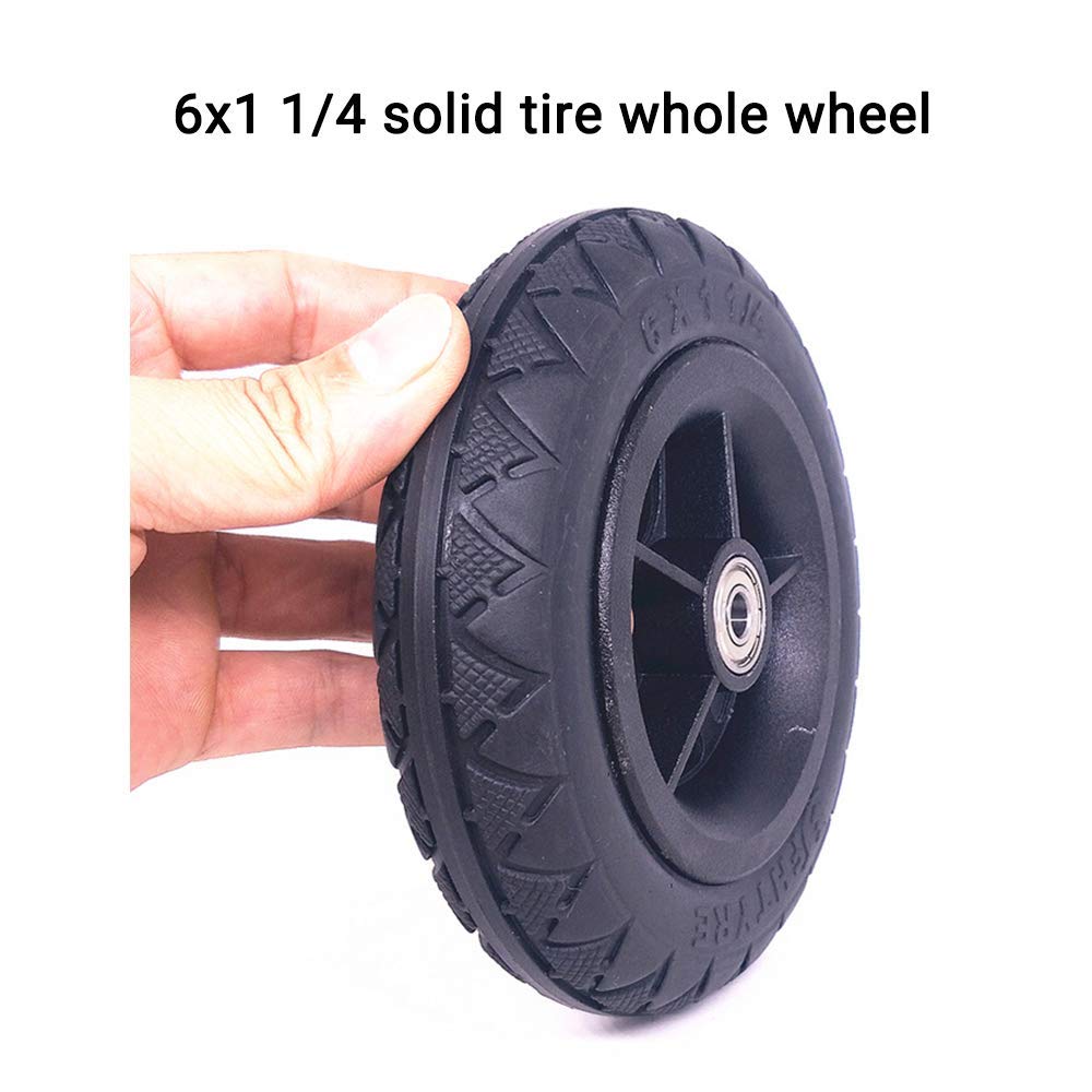 Ruote di ricambio per scooter Pneumatici per scooter elettrici, pneumatici pieni antideflagranti da 6 pollici, pneumatici antiscivolo resistenti all'usura 6X1 1/4 (150-32), cerchi in lega di alluminio