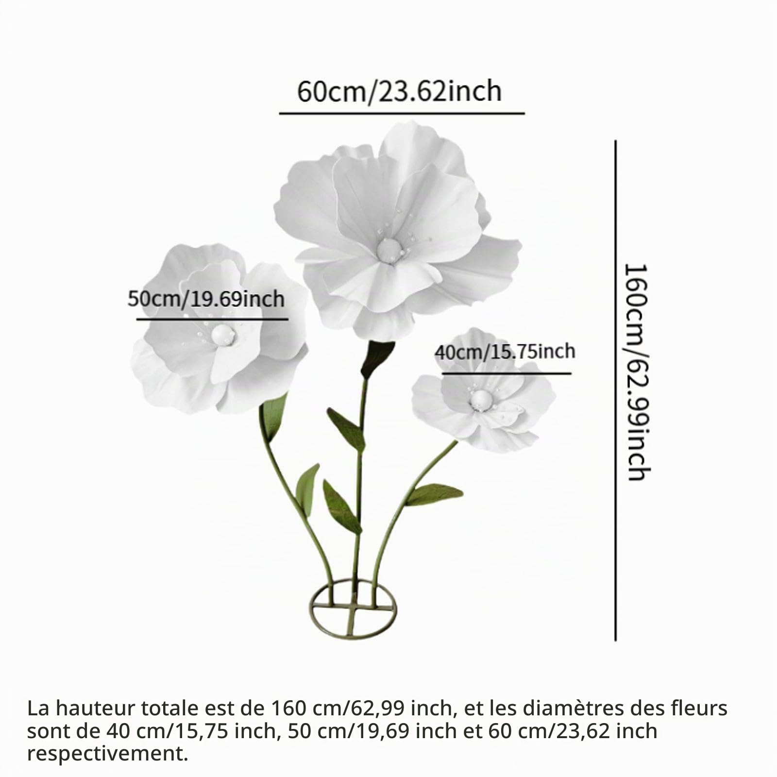 Fleurs Géantes de Mariage pour La Décoration, énormes Fleurs Artificielles Décoratives pour Fêtes D'anniversaire et de Mariage, Blanc