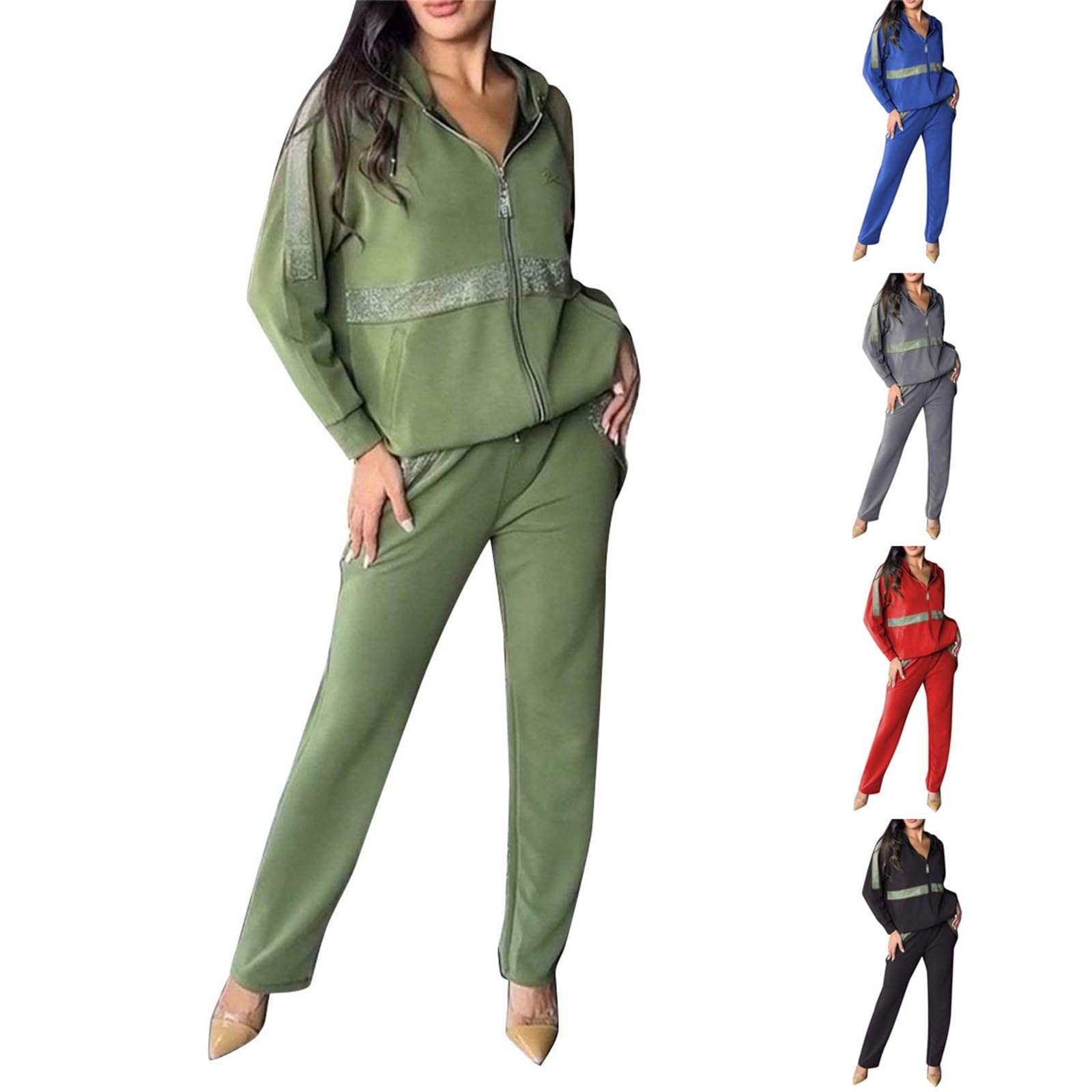 Traje de chándal de dos piezas para mujer, conjunto deportivo de 2 piezas, sudadera informal de manga larga y pantalones de jogging, entrenamiento y lounge, secado rápido, ropa deportiva para correr