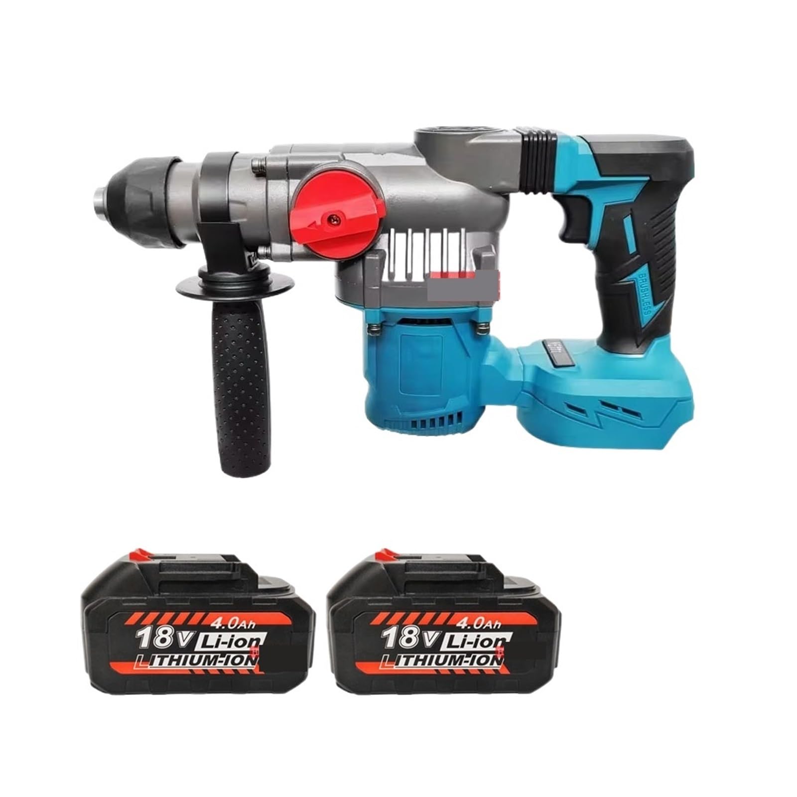 Wiertarka Udarowa 18 V Heavy Duty Młot Obrotowy Bezszczotkowy Akumulatorowy Elektryczny Młot Wiertarka Akumulatorowa Elektronarzędzia Z Akumulatorem Litowym(2 batteries)
