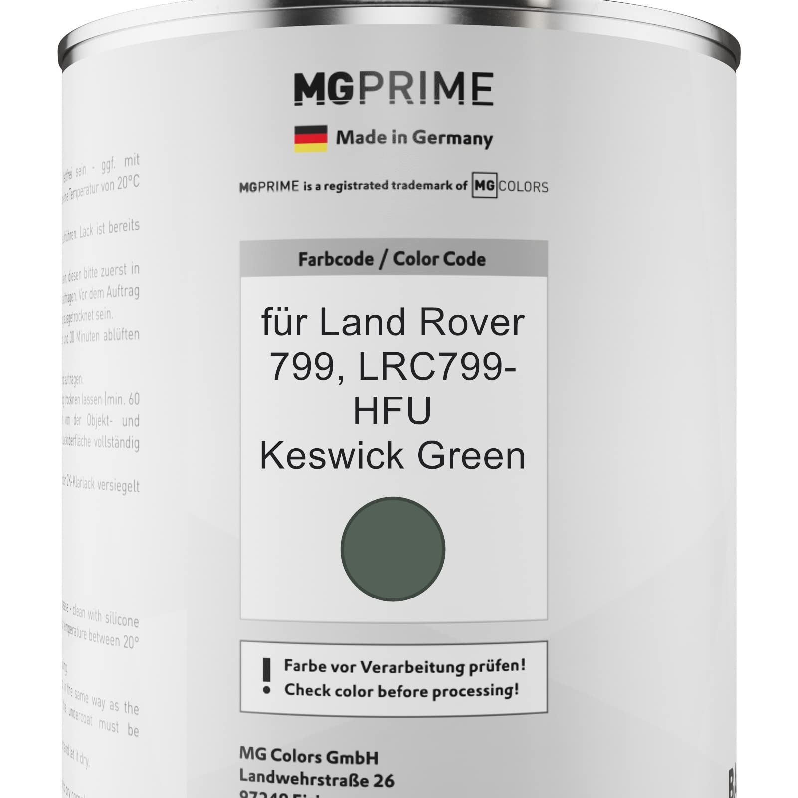 MG PRIME Kit pots de Peinture voiture pour Land Rover 799 / LRC799-HFU 2,5L