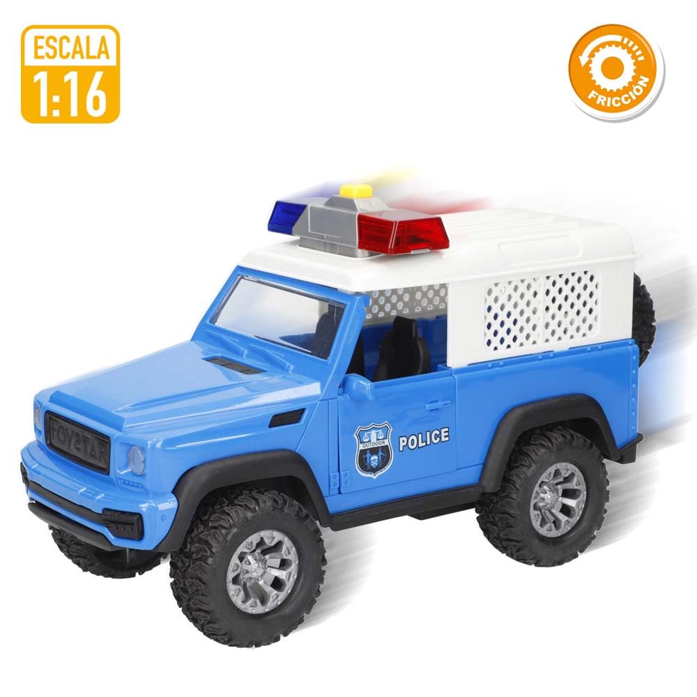 ColorBaby Speed & Go Coche policía Juguete, con Luces y Sonidos, Puertas Apertura Manual, Sistema de fricción, Escala 1:16, para niños a Partir de 3 años (39053)