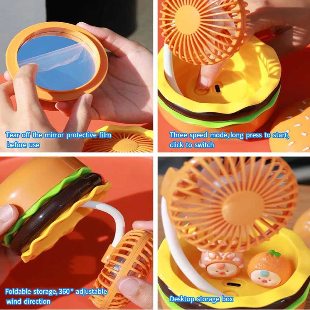 Amazon.com: YZYOE Rechargeable Hamburger Mini Fan, Creative