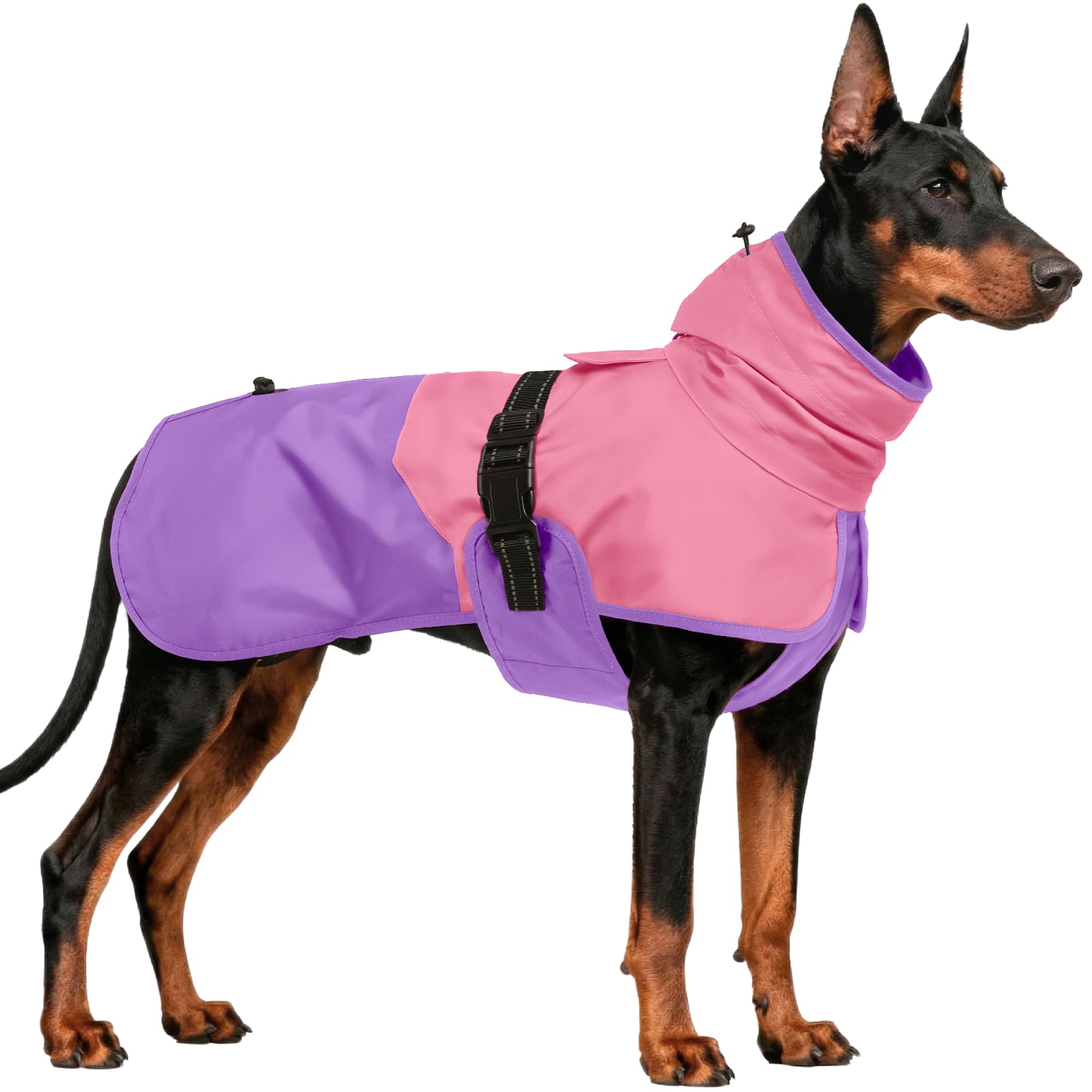 OUOBOB Dog Raincoat Waterproof Lightweight for Large Breeds PinkPurple 3XL
