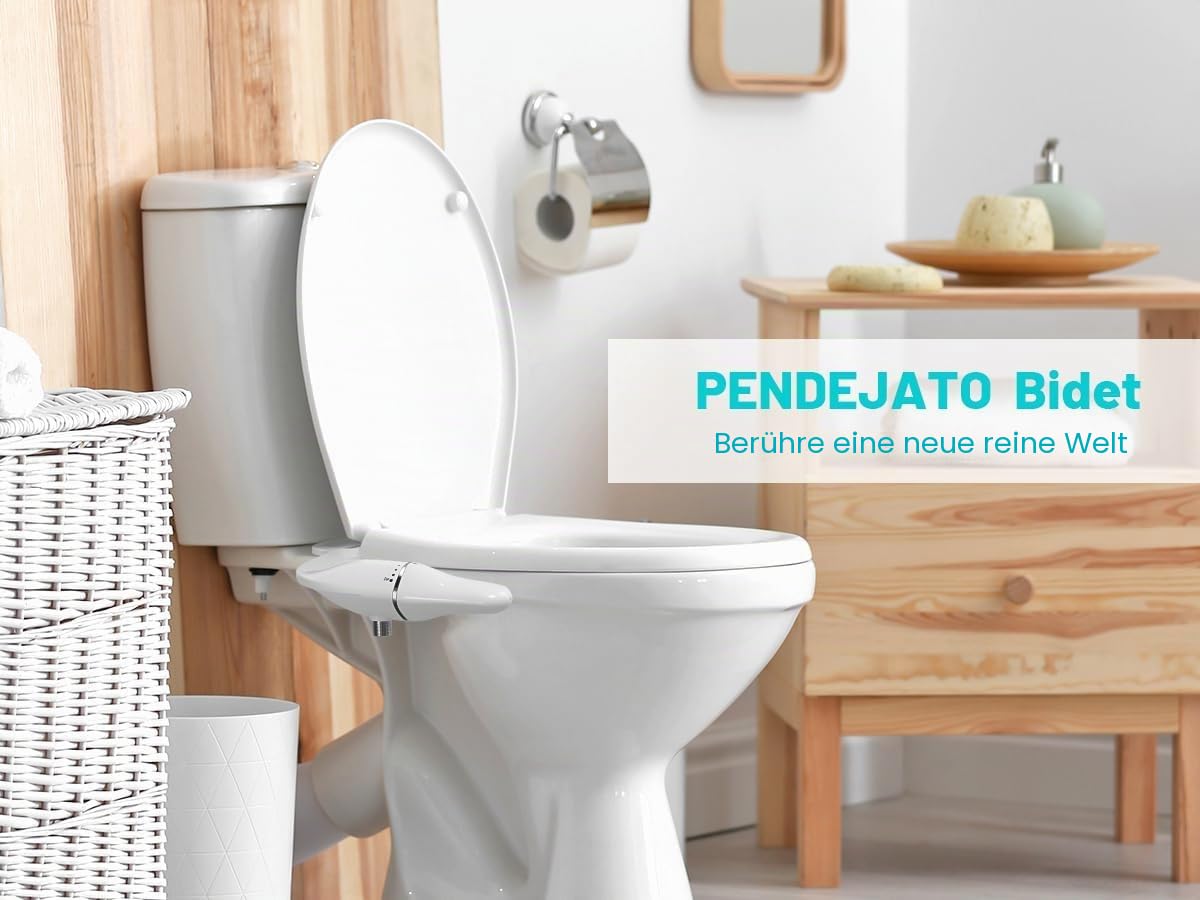 Ultradünnes Bidet Aufsatz Für Toilette, Anti-Verstopfungs-Design, Drehstab Ergonomischem Griff Für Einstellbaren Wasserdruck, Messingeinlass Und Anschlusskit Aus Edelstahl, Po-Dusche（Weiß）