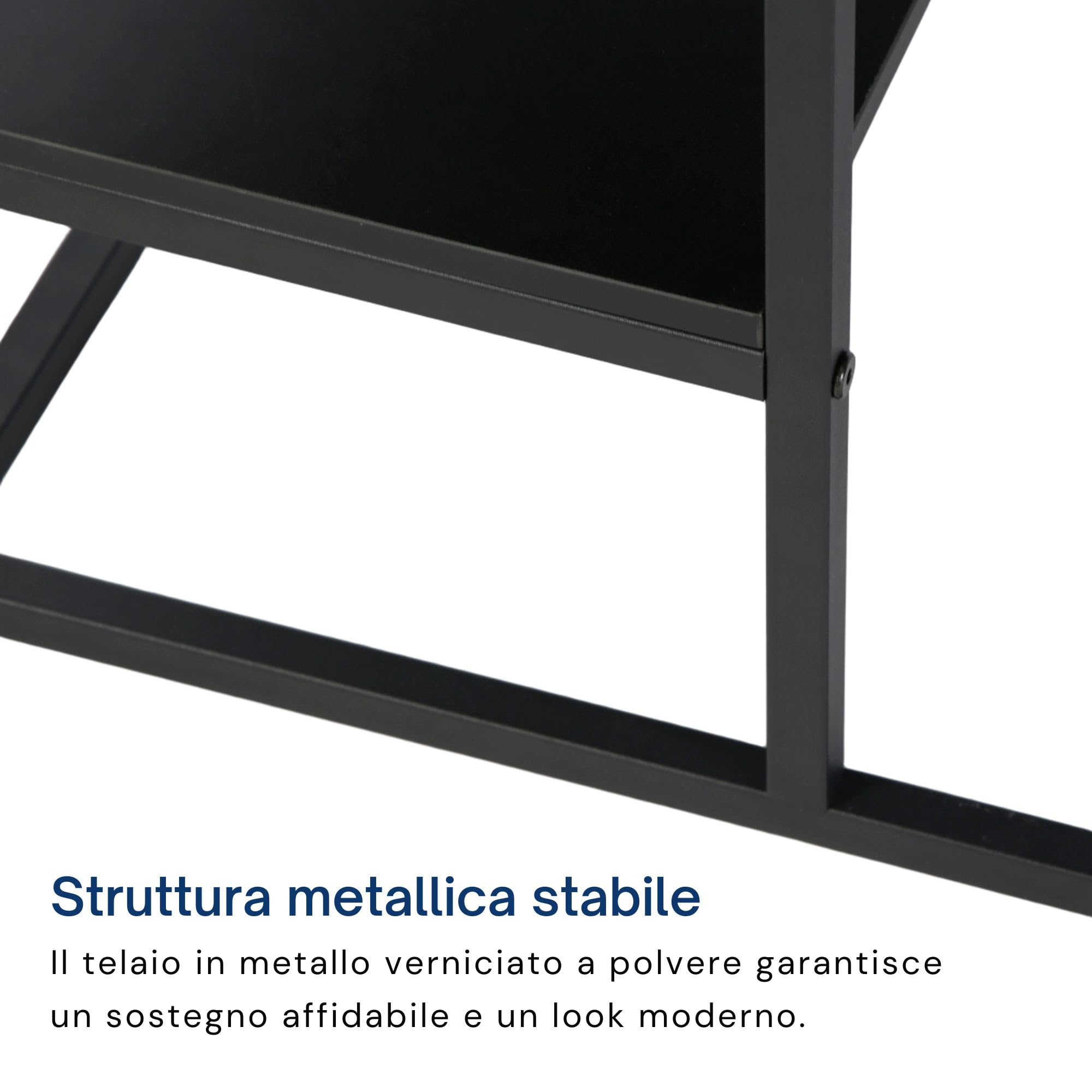 Tavolino da caffè, Tavolo da salotto, tavolino da soggiorno, tavolino da divano | Con ripiano e struttura in metallo verniciato a polvere | Facile da pulire e robusto | 102x52x42 cm (LxPxA) | Nero
