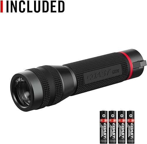 Miniatura 8 de Coast GX20 - Linterna LED alcalina impermeable de doble potencia de 1200 lúmenes con enfoque giratorio, tapa antivuelco y mango texturizado,