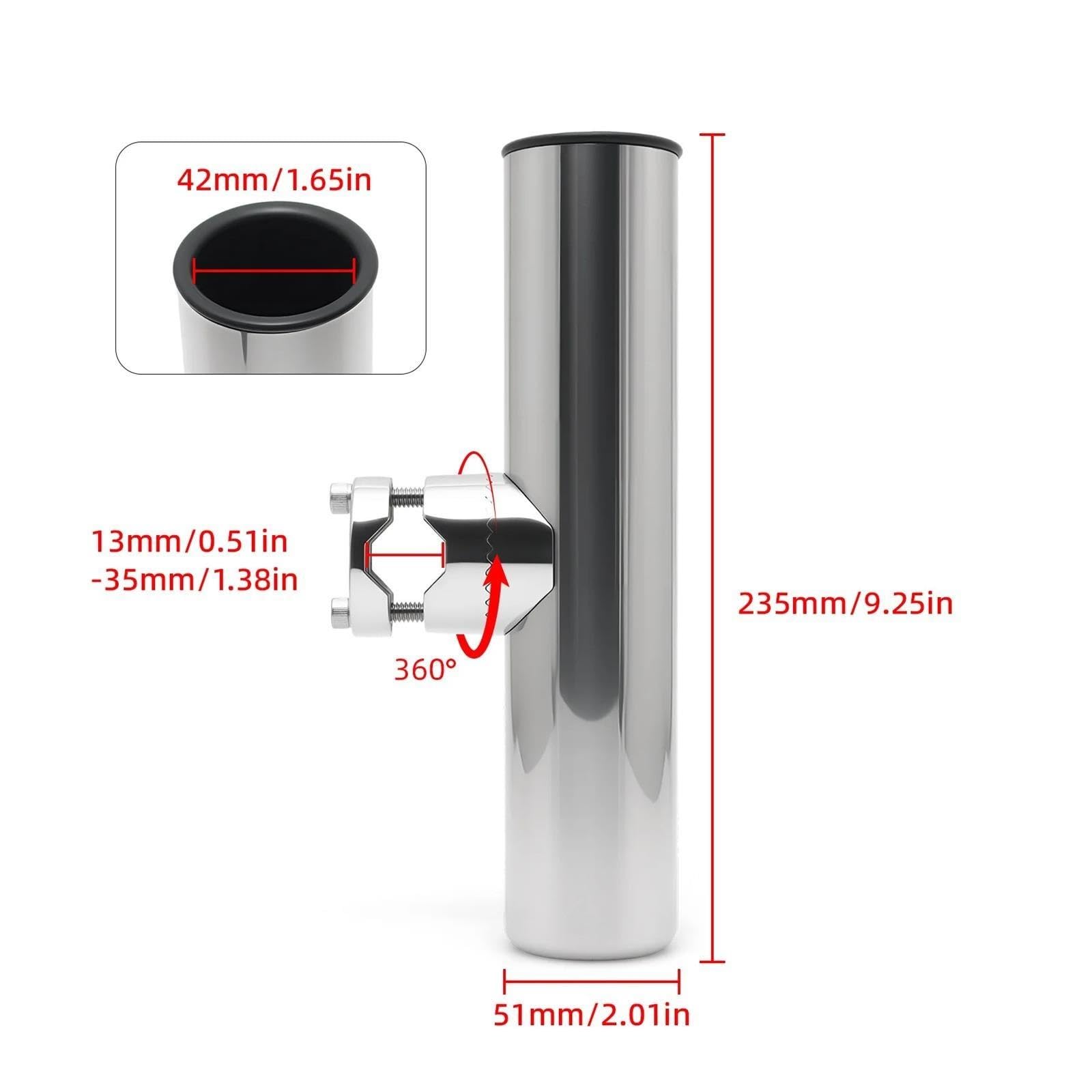 1 szt. Obrotowy uchwyt na wędkę ze stali nierdzewnej 316 235 mm z zaciskiem