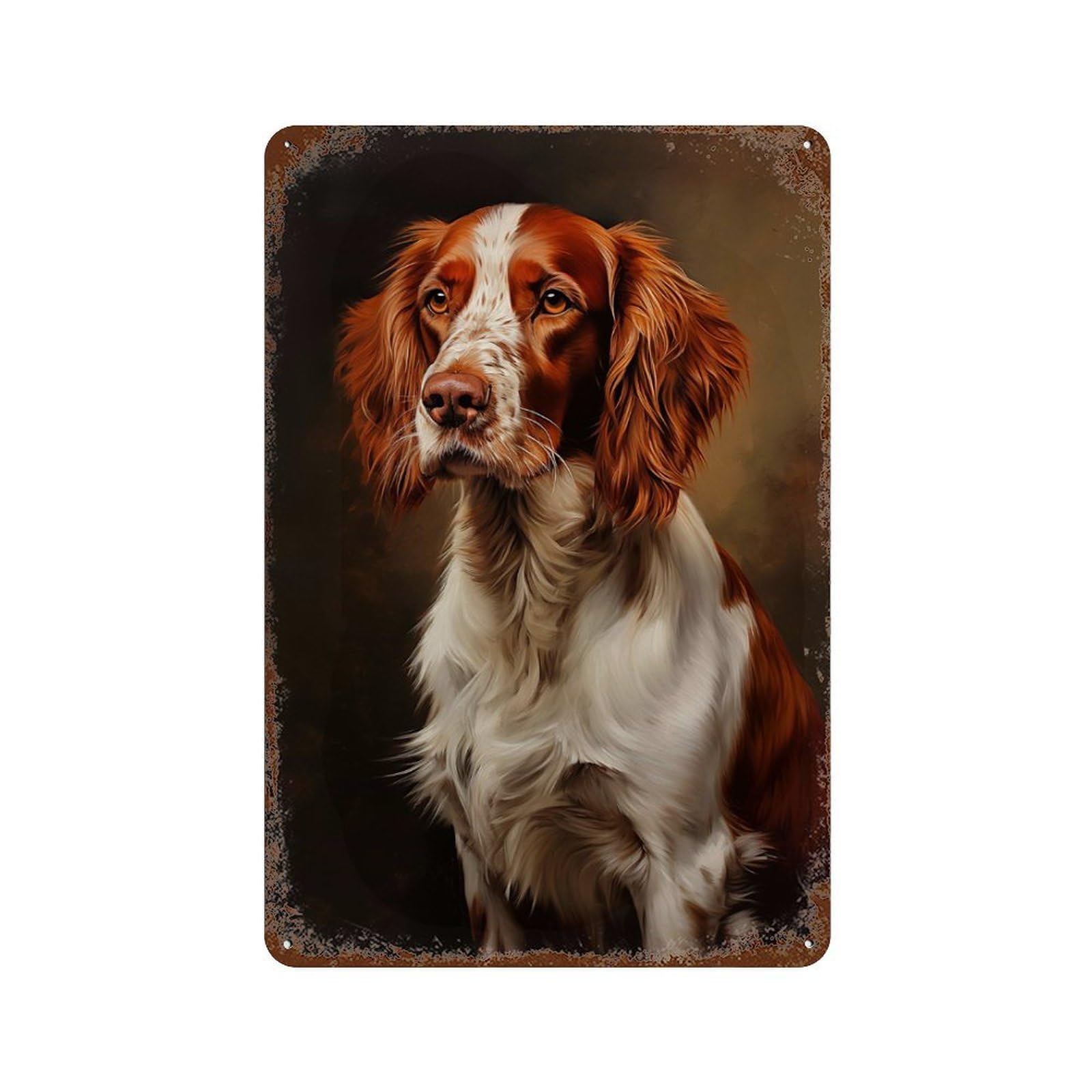 Irish Red And White Setter Rusty Metal Tin Sign 11.8"x7.9", Farmhouse Wall Decor for Farmhouse, Kitchen And Entryway Decor