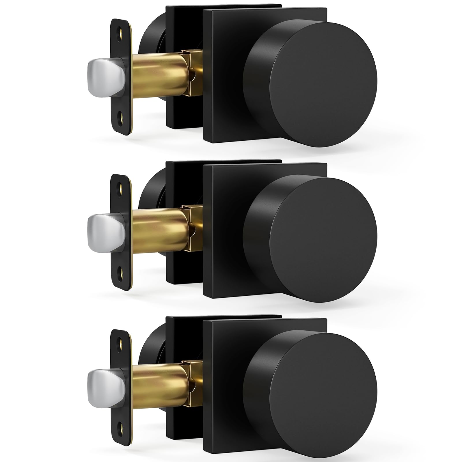 HOSOM Matte Black Door Knobs with Lock & Key -21