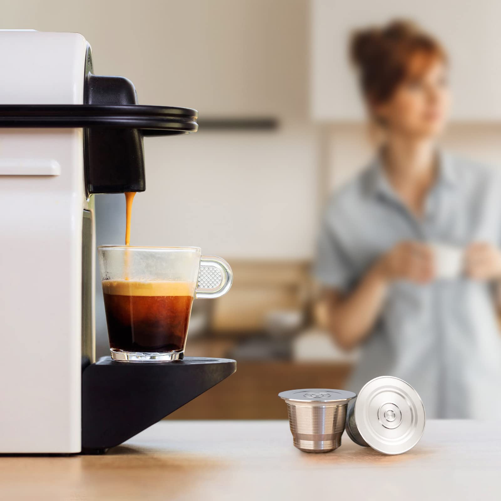 Nespresso Kapsułki ze stali nierdzewnej wielokrotnego użytku z szczotką i łyżką