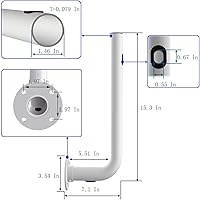 Vista 2 de Adbamic - Soporte para poste electrónico para instalación de antena exterior en el hogar, 15 pulgadas de longitud, color blanco