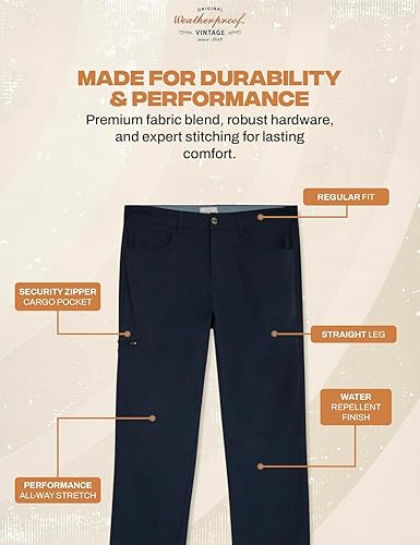 Miniatura 2 de Weatherproof Vintage Pantalones casuales de senderismo para hombre, pantalones de trabajo ligeros y elásticos para hombre con bolsillo de carga