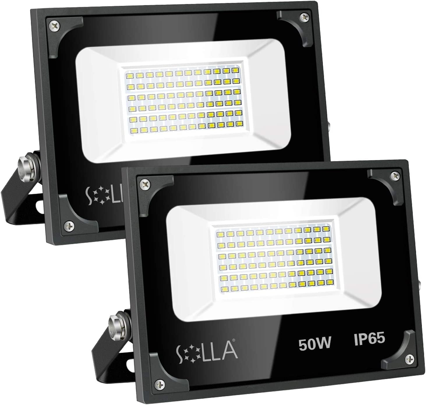 2 Pack 50W Led Flood Light, SOLLA 4000lm 3000K Warm White Exterior