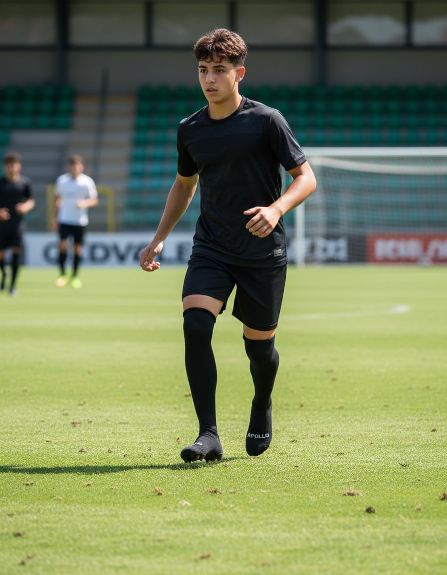 01 Par Meião Futebol Menino Infantil Juvenil Bebê Cano Alto Longo Atoalhado Em Algodão Original Apollo