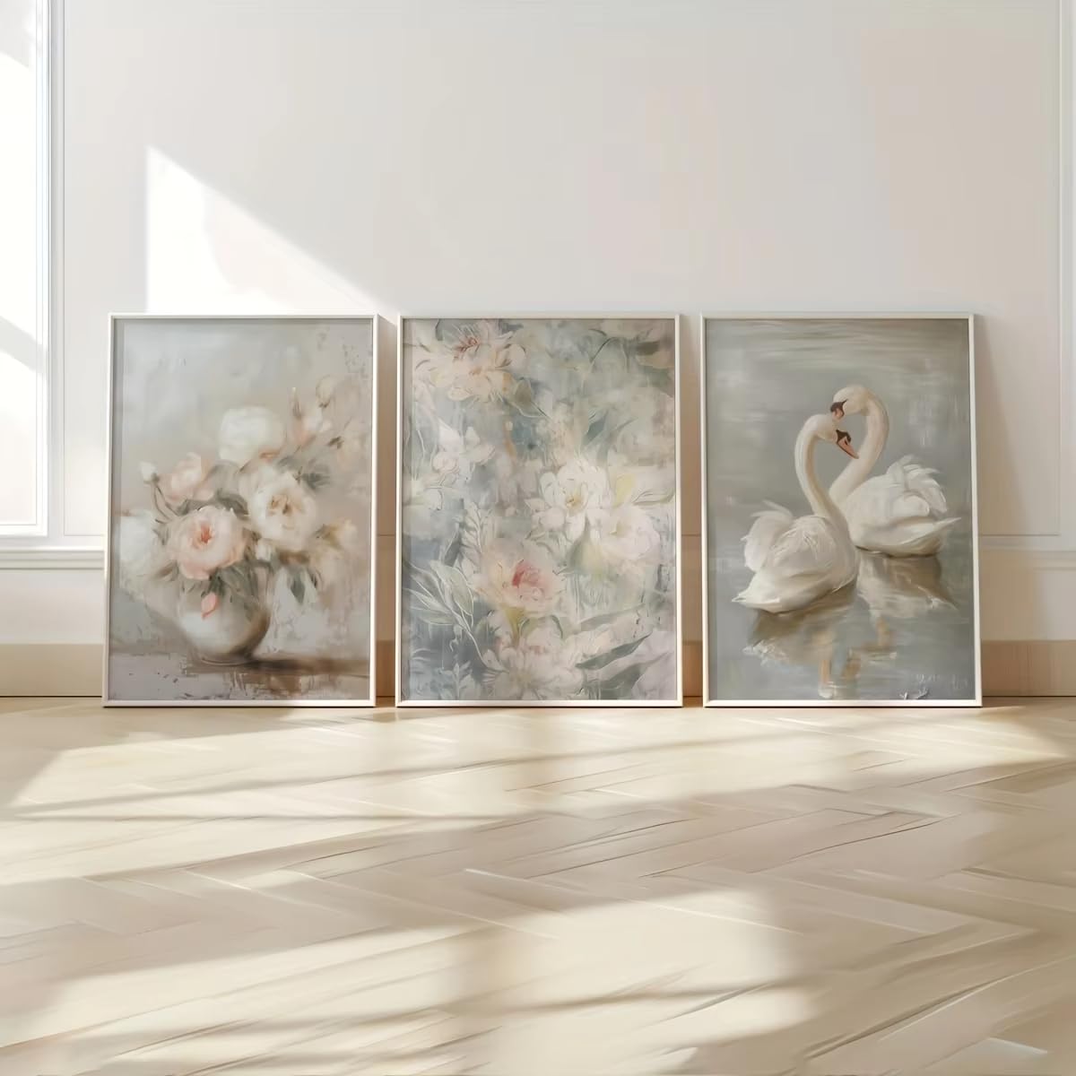 DFZEWKI Bohemian Style Frameless Canvas Wall Art Prints Modern Wall Natural Plants Desert Sun Art Painting Office Home Decor(40x60cm(16x24in) x3/No frame)